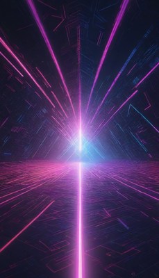 Pink neon lights in a digital space
