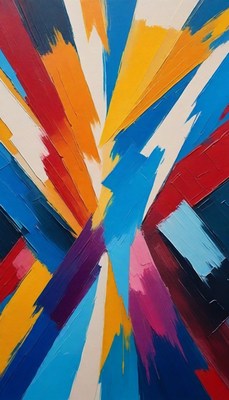 Abstract painting with diagonal stripes