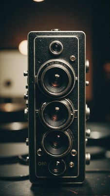 Vintage camera with multiple lenses