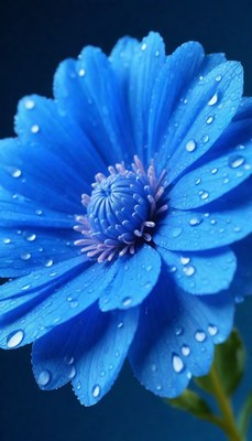 Blue flower with dew drops