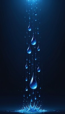 Water droplets falling