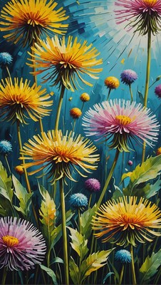 Dandelion field painting
