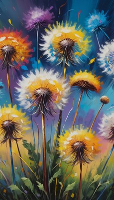 Colorful dandelion painting