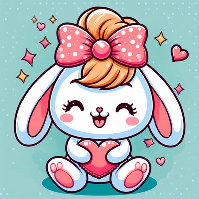 Cute bunny holding heart