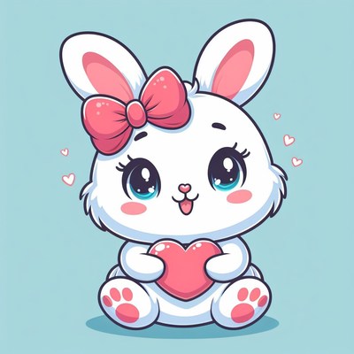 Cute bunny holding heart
