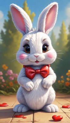White bunny in a garden