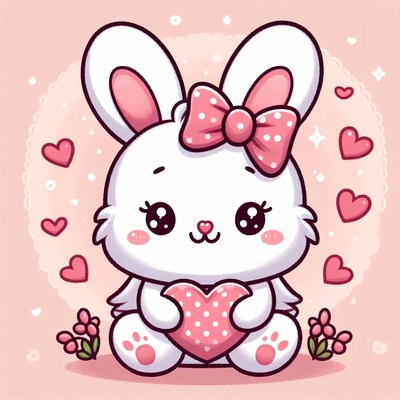 Cute bunny holding heart
