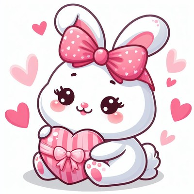 Cute bunny holding heart