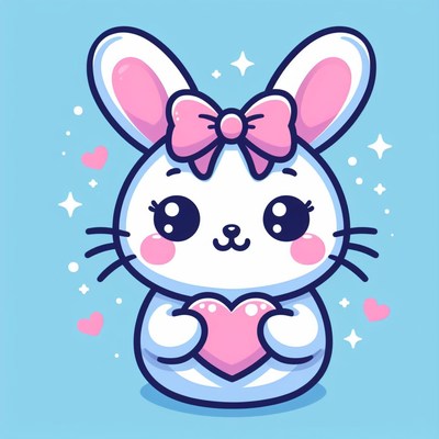 Cute bunny holding heart
