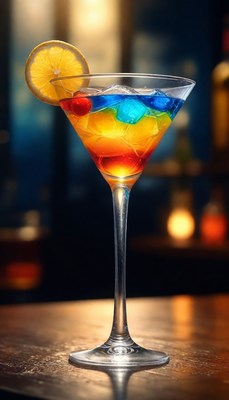Colorful cocktail on bar counter