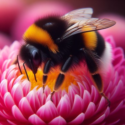 Bumblebee on pink flower