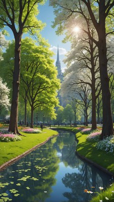 Sunny day in a city park