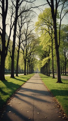 Tree-lined path in spring