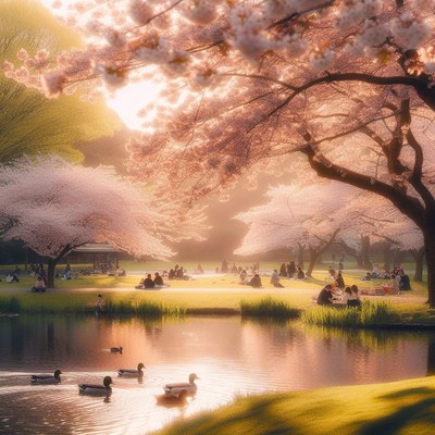 Cherry blossom park picnic