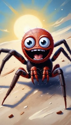 Smiling spider on the beach