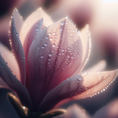 Magnolia blossom dewdrops