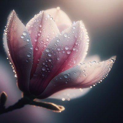 Dewy magnolia blossom