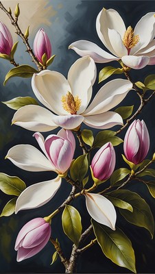 Blooming magnolia branch