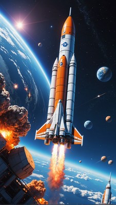 Rocket launch from earth