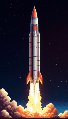 Rocket launch at night