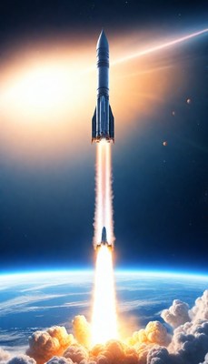 Rocket launch over earth