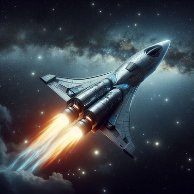 Spaceship launching through stars