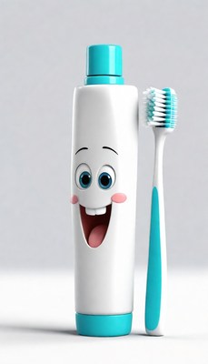 Smiling toothpaste and toothbrush