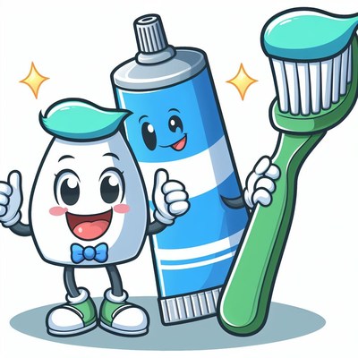Toothpaste and toothbrush cartoon characters