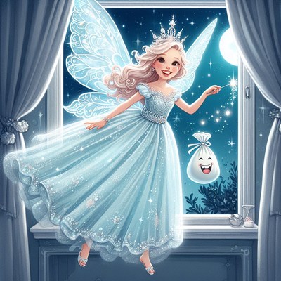 Fairy dusting through window at night