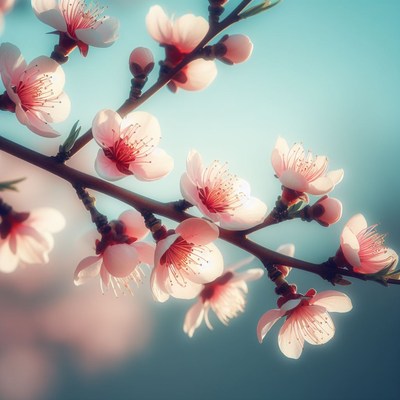 Peach blossoms blooming in springtime
