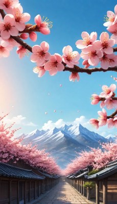 Spring day in cherry blossom alley