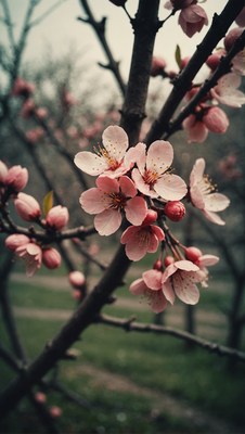 Pink blossoms on a branch
