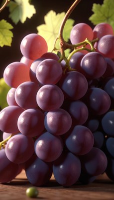 Close-up of red grapes on wooden table