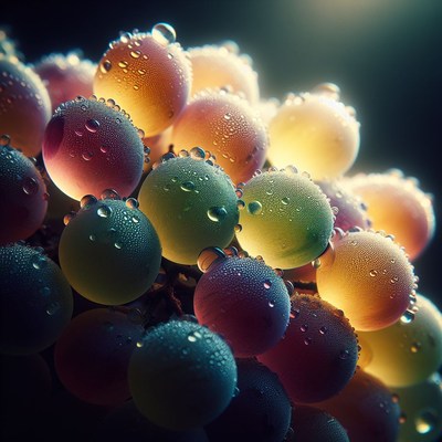 Dewy grapes close up