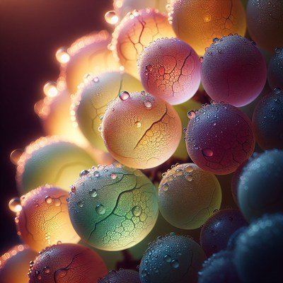 Dewy spheres in soft light