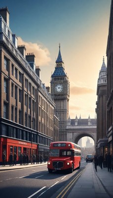 Red Double Decker Bus Big Ben Sunset