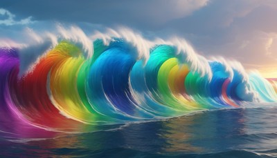 Rainbow waves at sunset