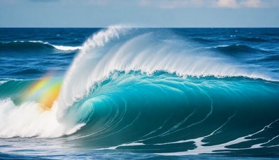 Ocean wave crashing on a sunny day