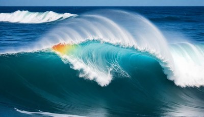 Large ocean wave breaking in hawaii
