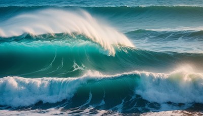 Ocean waves crashing on shore