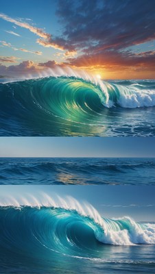 Ocean waves at sunset