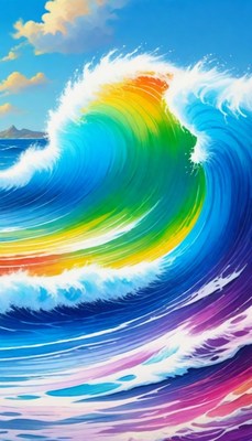 Rainbow ocean wave