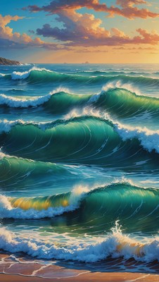 Ocean waves at sunset