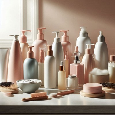 Skincare products on white countertop