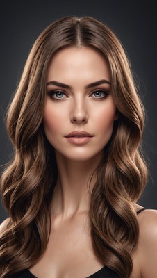 Beautiful woman with brown wavy hair