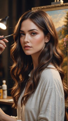 Woman applying makeup in studio
