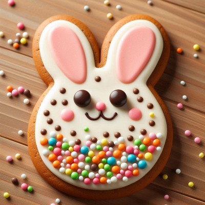 Decorated easter bunny cookie