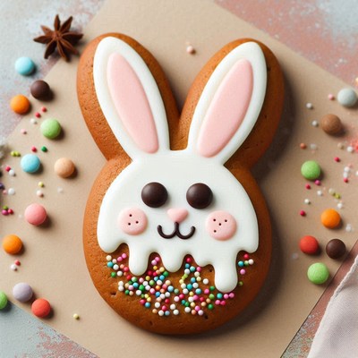 Decorated easter bunny cookie