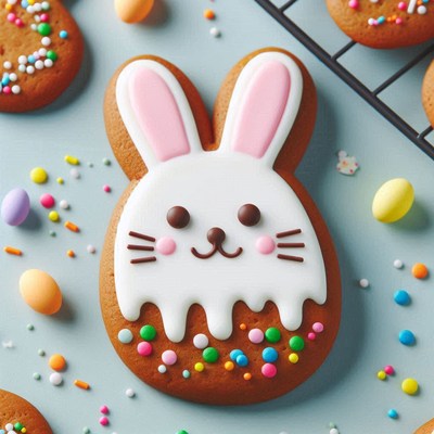 Decorated easter bunny cookie