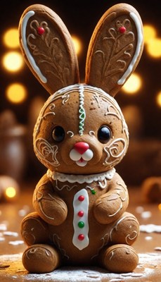 Gingerbread bunny with festive decorations